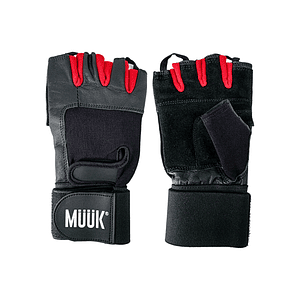 Guante de Pesas Cuero Muuk Negro-Rojo