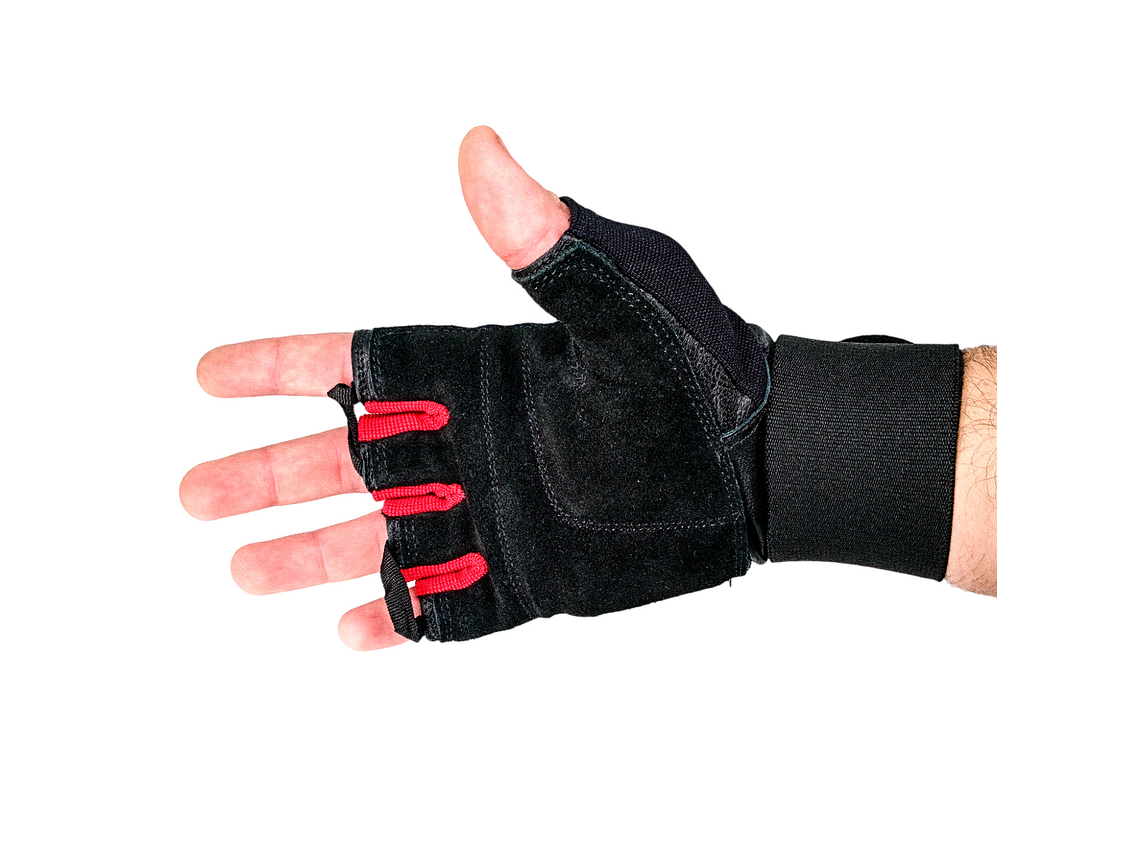 Guante de Pesas Cuero Muuk Negro-Rojo 3
