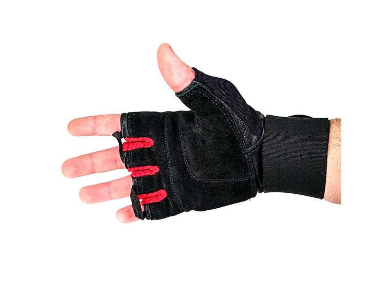 Guante de Pesas Cuero Muuk Negro-Rojo 3