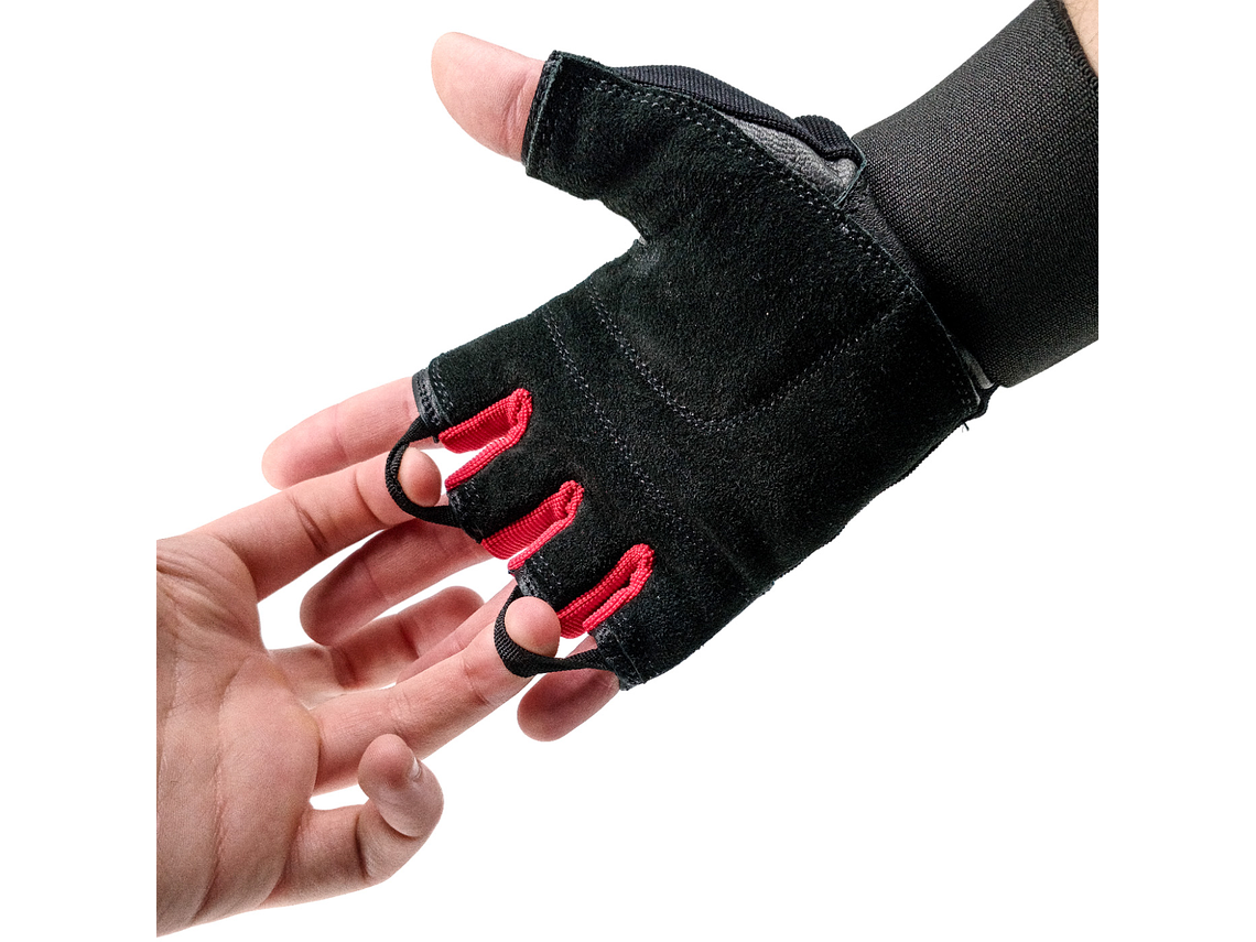 Guante de Pesas Cuero Muuk Negro-Rojo 4