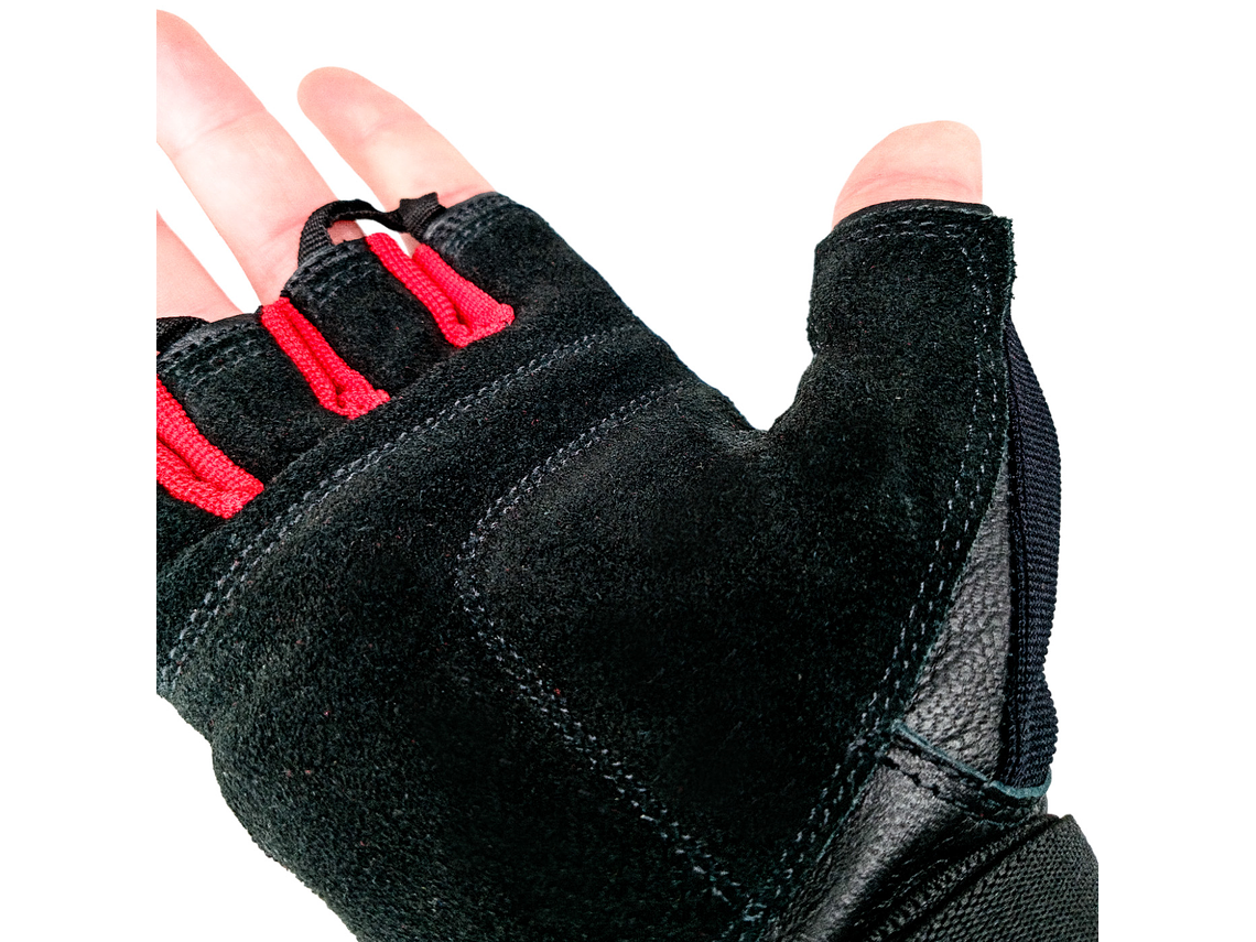 Guante de Pesas Cuero Muuk Negro-Rojo 7