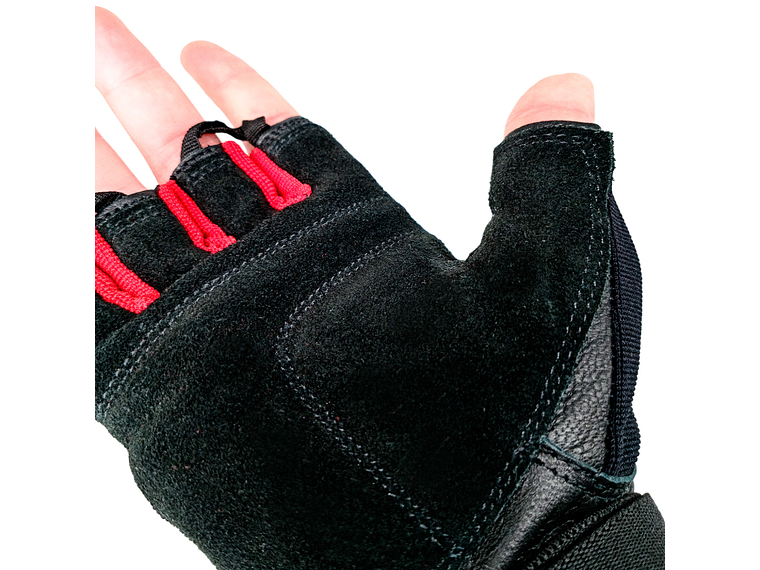 Guante de Pesas Cuero Muuk Negro-Rojo 7