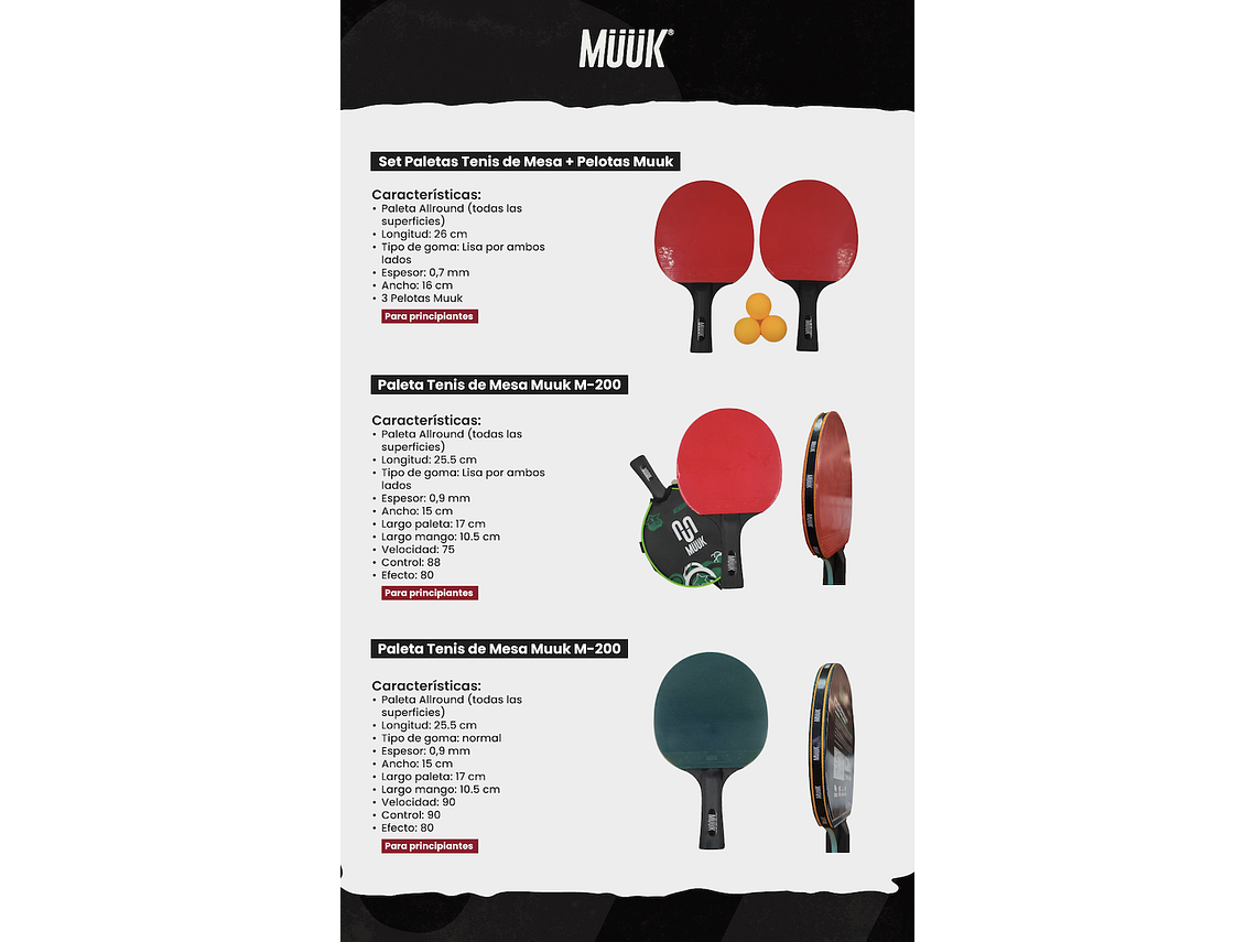 Paleta de Ping Pong Muuk M200 10