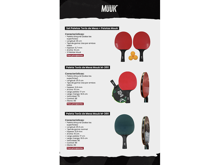 Paleta de Ping Pong Muuk M200 10