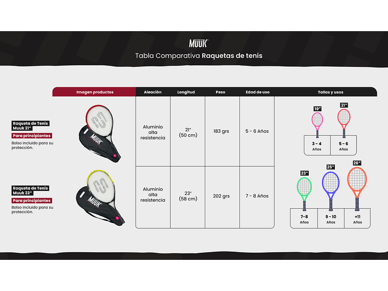 Raqueta de Tenis Muuk 23'' 9