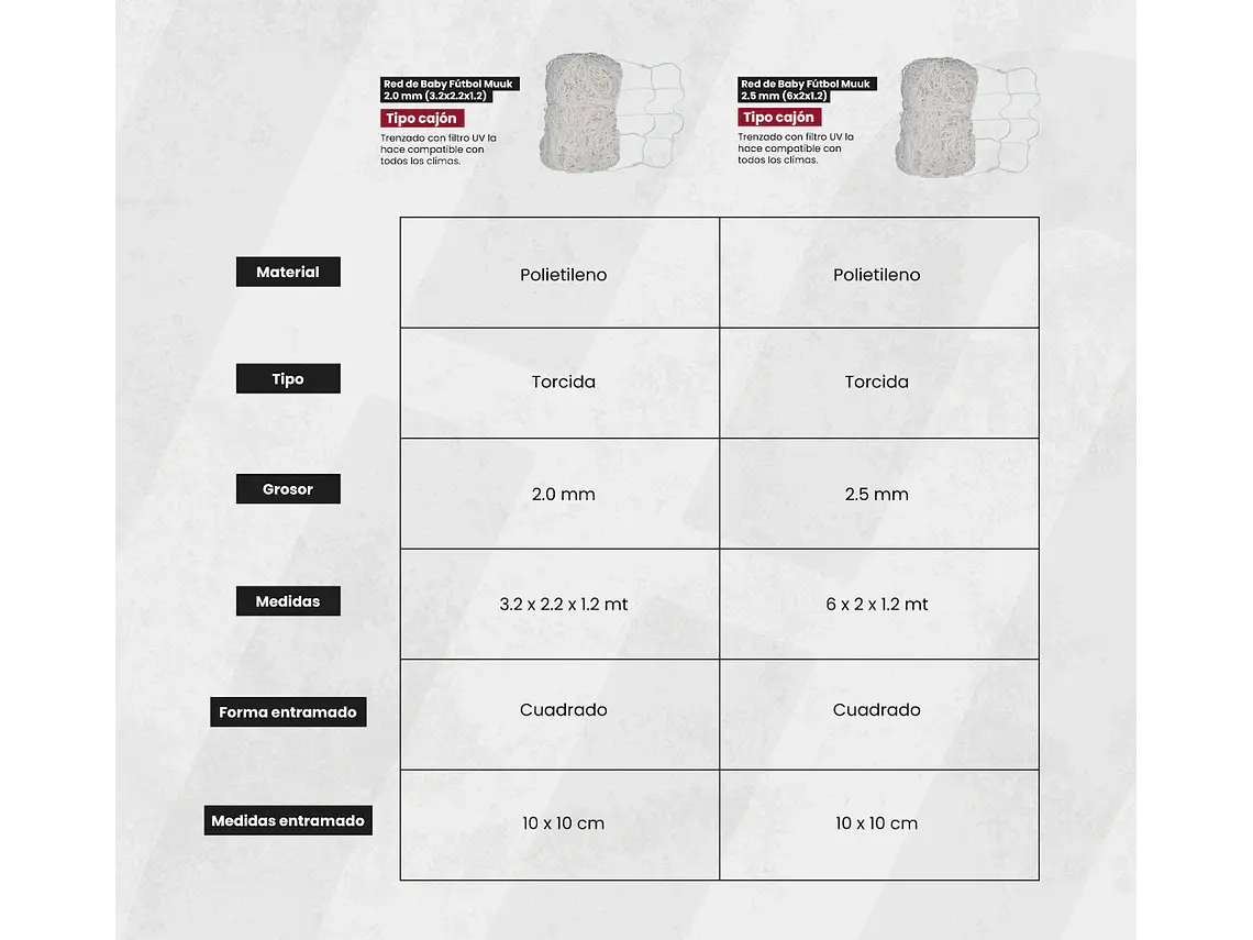 Red de Baby Fútbol Muuk 2.5 mm (3.2 x 2.2 x 1.2) 7