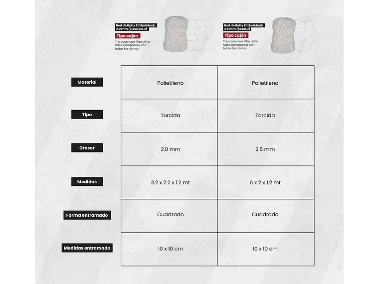 Red de Baby Fútbol Muuk 2.5 mm (3.2 x 2.2 x 1.2) 7