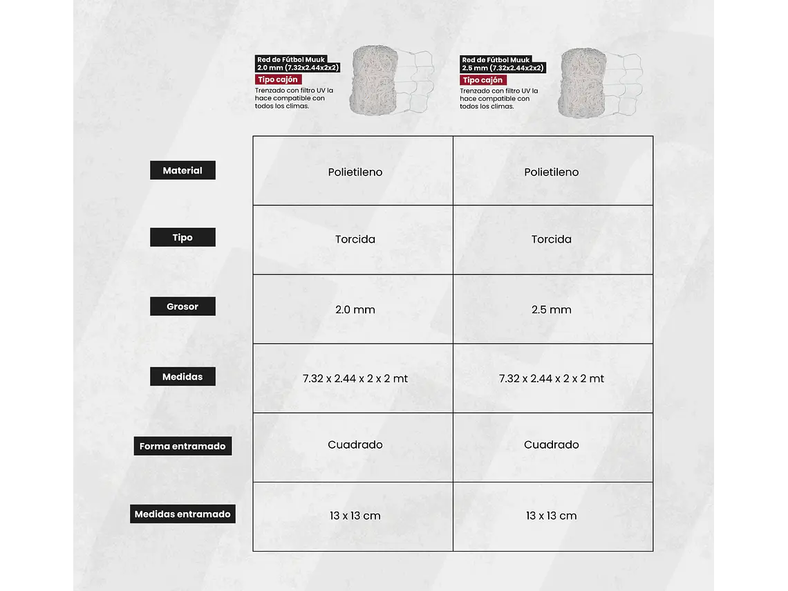 Red de Fútbol Muuk 2.0 mm (7.32 X 2.44 X 2 X 2) 6