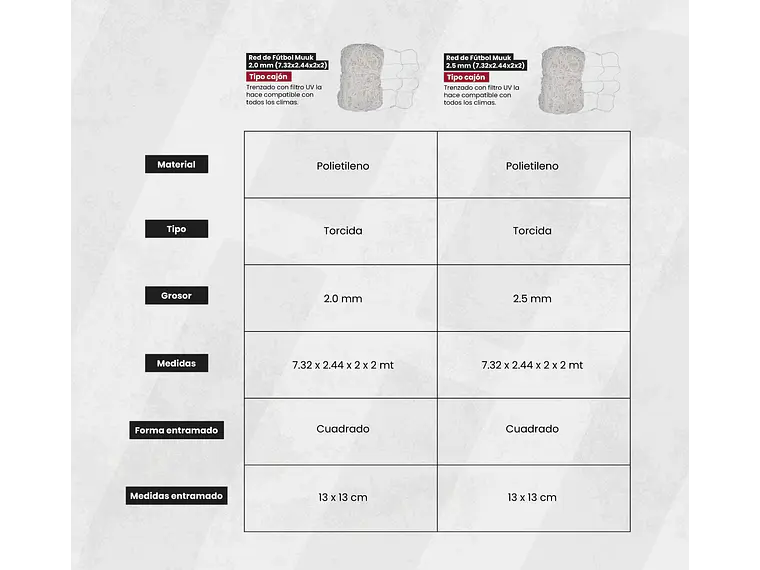 Red de Fútbol Muuk 2.0 mm (7.32 X 2.44 X 2 X 2) 6