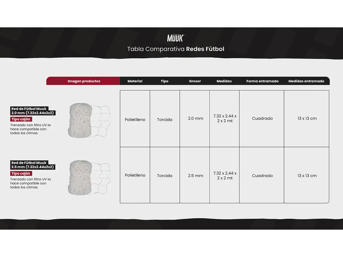 Red de Fútbol Muuk 2.0 mm (7.32 X 2.44 X 2 X 2) 7