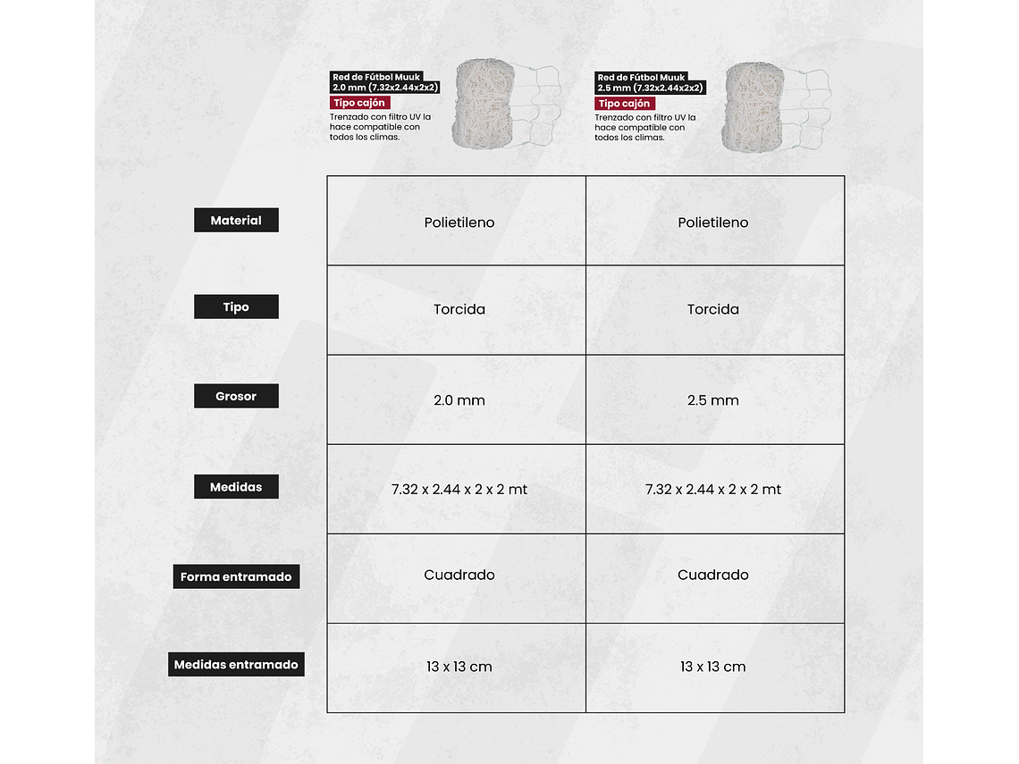 Red de Fútbol Muuk 2.5 mm ( 7.32 X 2.44 X 2 X 2) 5