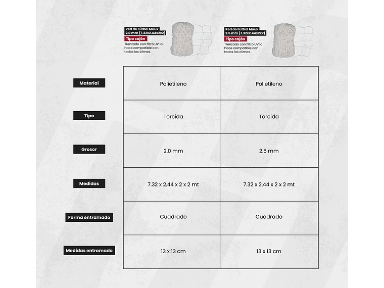 Red de Fútbol Muuk 2.5 mm ( 7.32 X 2.44 X 2 X 2) 5
