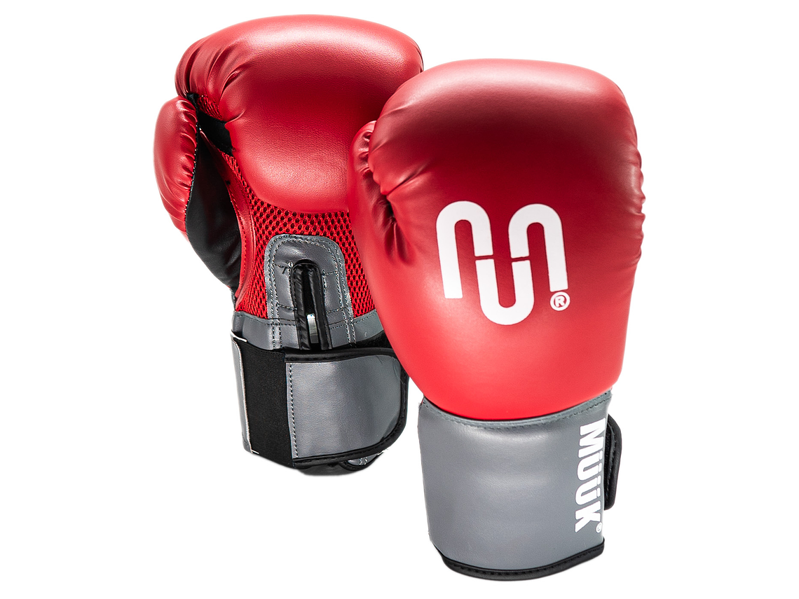 Guante De Box PU Impact Muuk Rojo-Gris 1