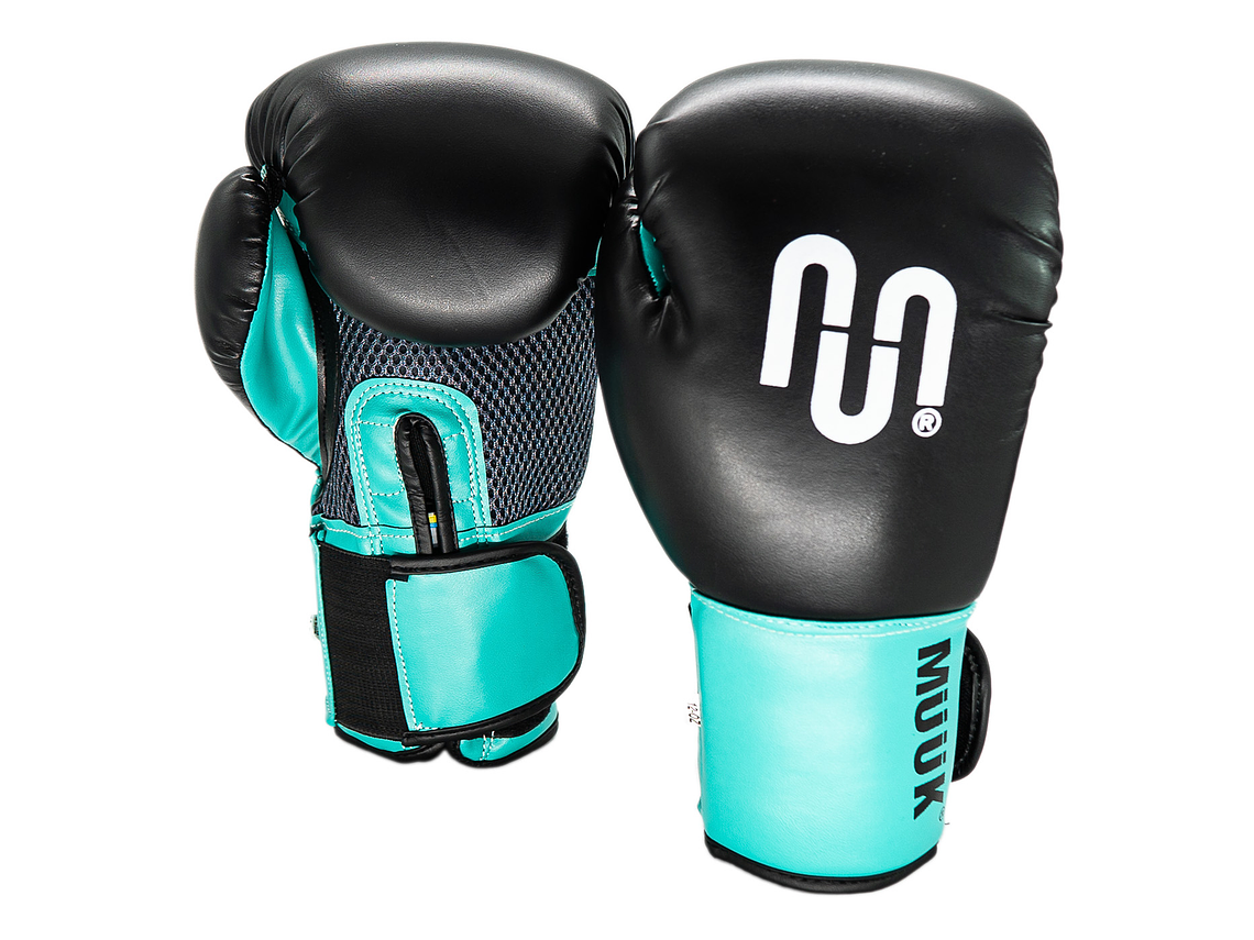 Guante De Box PU Impact Muuk Negro-Turquesa 1