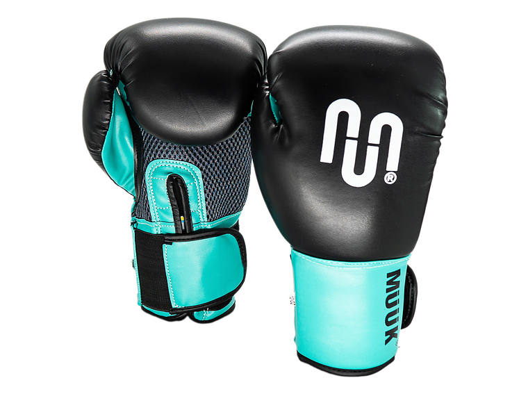 Guante De Box PU Impact Muuk Negro-Turquesa 1