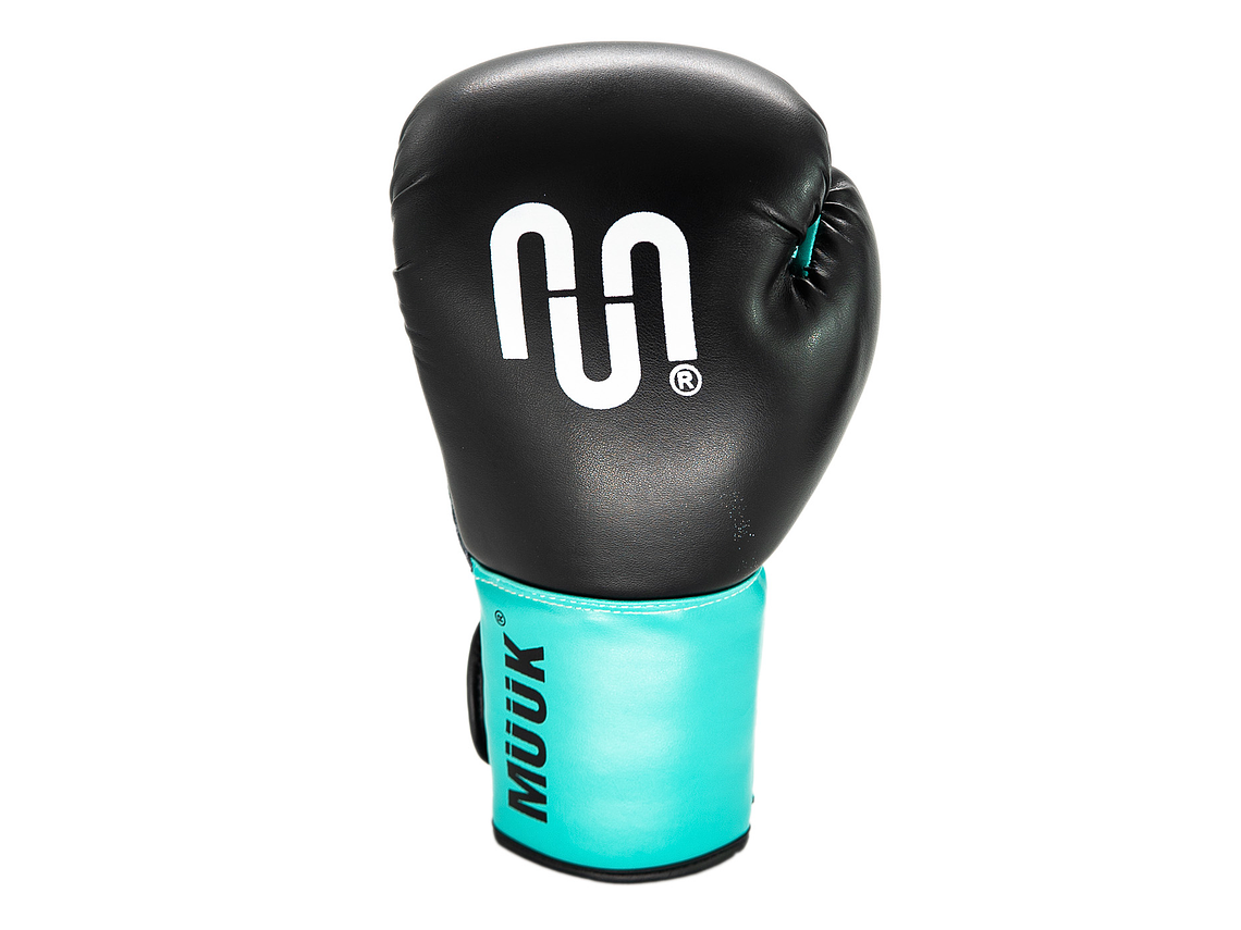 Guante De Box PU Impact Muuk Negro-Turquesa 2