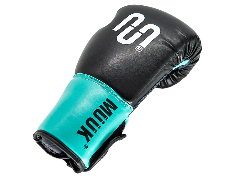 Guante De Box PU Impact Muuk Negro-Turquesa 6