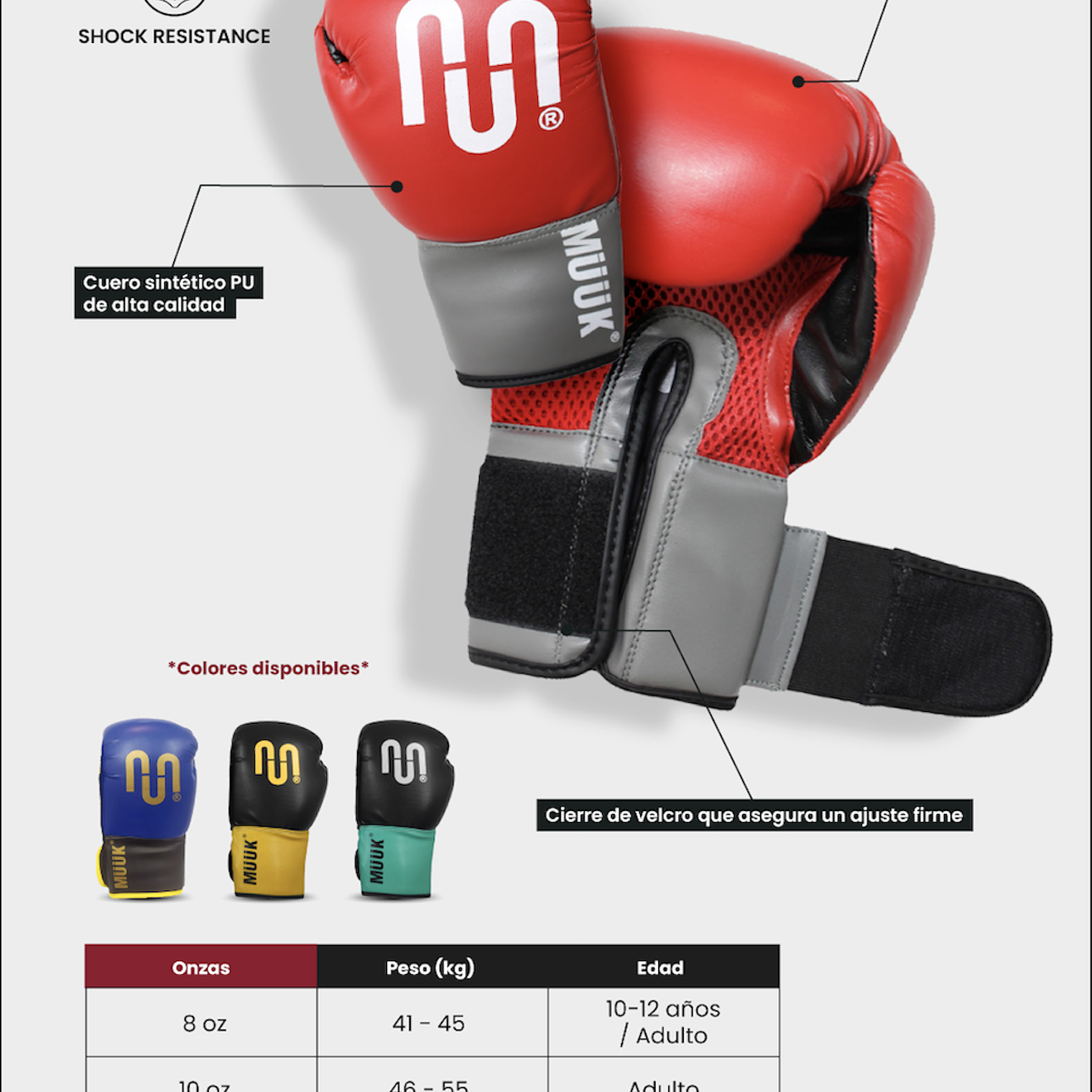 Guante De Box PU Impact Muuk Negro-Turquesa 9