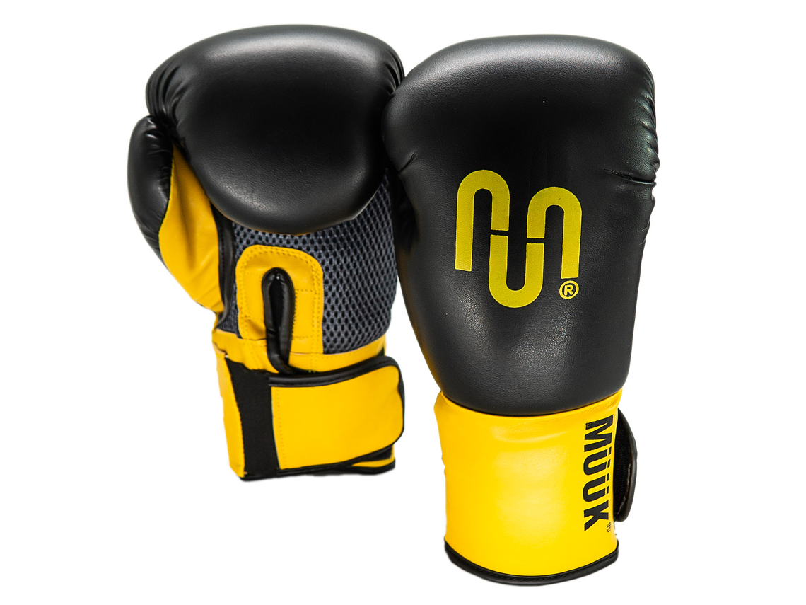 Guante De Box PU Impact Muuk Negro-Amarillo 1