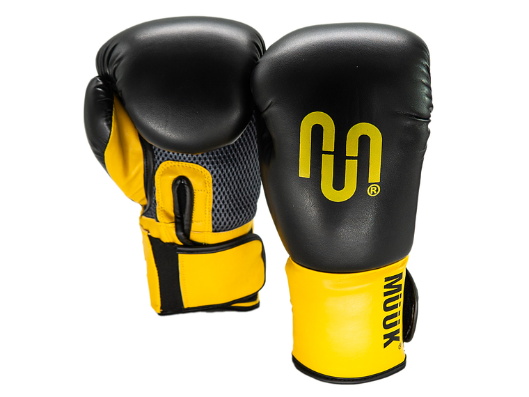 Guante De Box PU Impact Muuk Negro-Amarillo 1