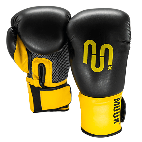 Guante De Box PU Impact Muuk Negro-Amarillo