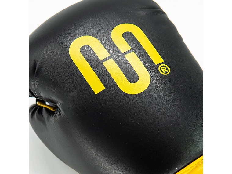 Guante De Box PU Impact Muuk Negro-Amarillo 4