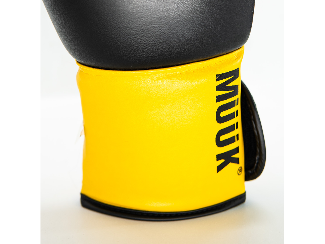 Guante De Box PU Impact Muuk Negro-Amarillo 6