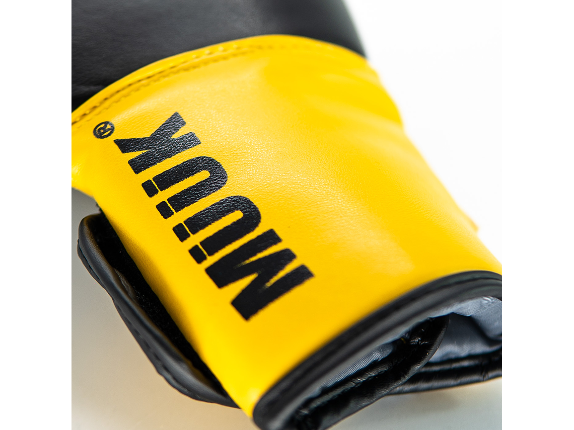 Guante De Box PU Impact Muuk Negro-Amarillo 7