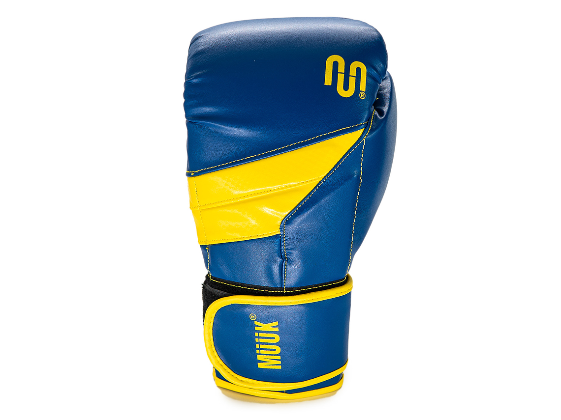 Guante De Box Muuk PU K.O. Azul-Amarillo 2
