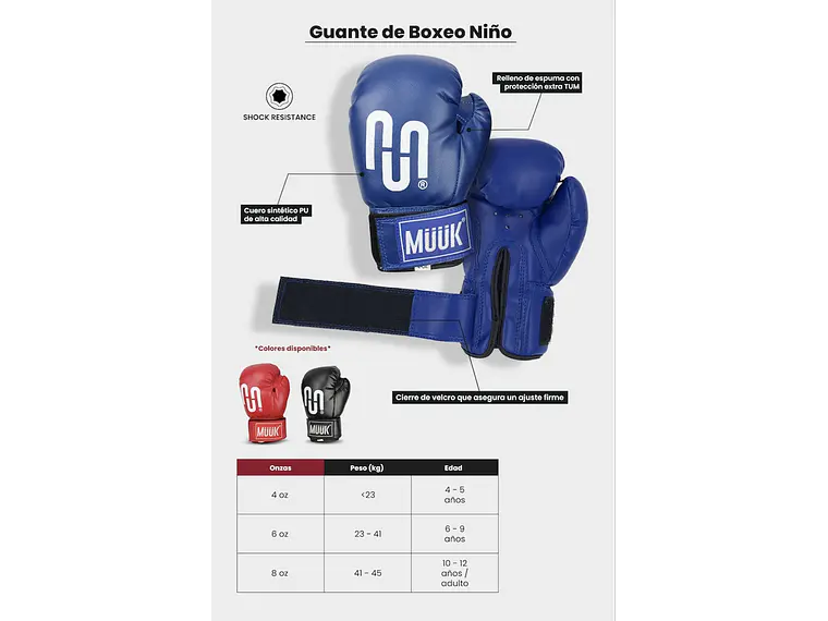 Guante De Box Muuk Niño Negro 11