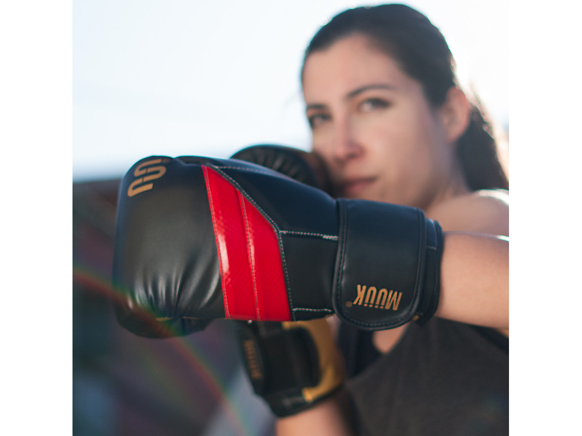 Guante De Box Muuk PU K.O. Negro-Rojo 8
