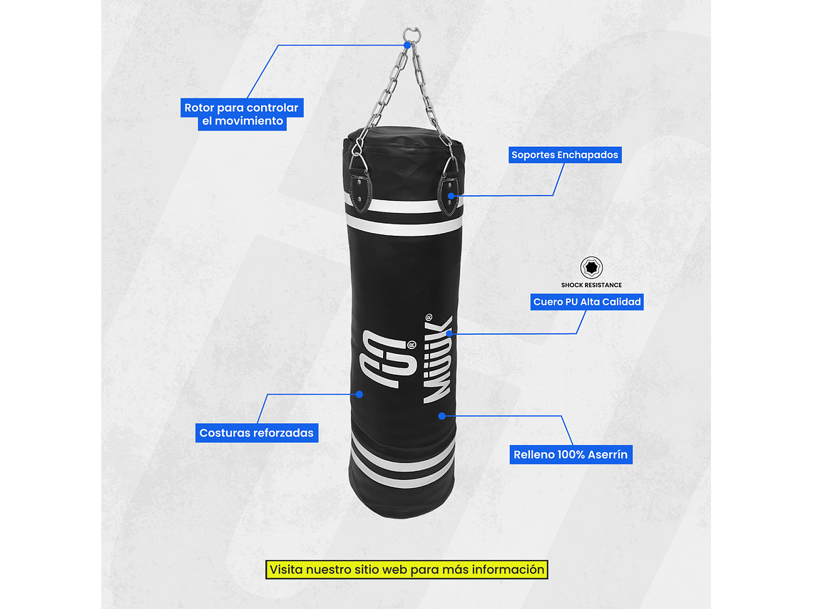 Saco de Boxeo Muuk con Rotor 1.2 Metros Azul 4
