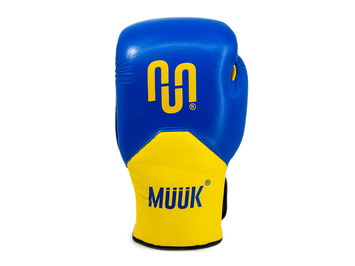 Guante de Box Muuk Cuero Eliminator Azul-Amarillo 4