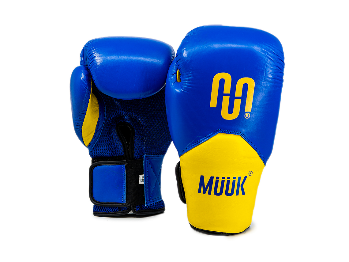 Guante de Box Muuk Cuero Eliminator Azul-Amarillo 1