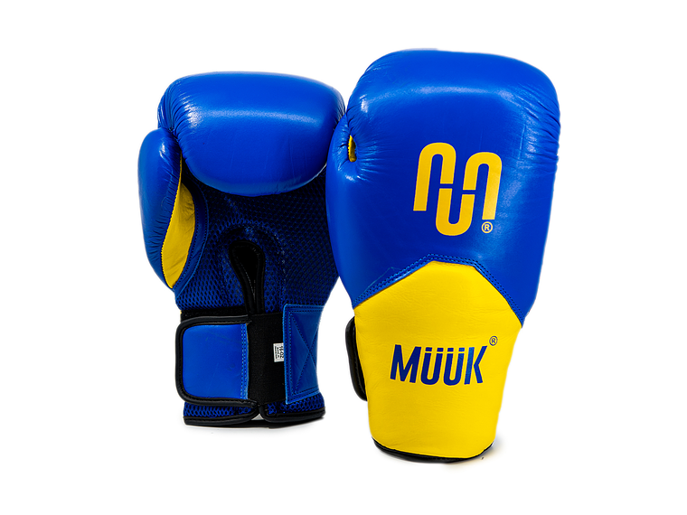 Guante de Box Muuk Cuero Eliminator Azul-Amarillo 1