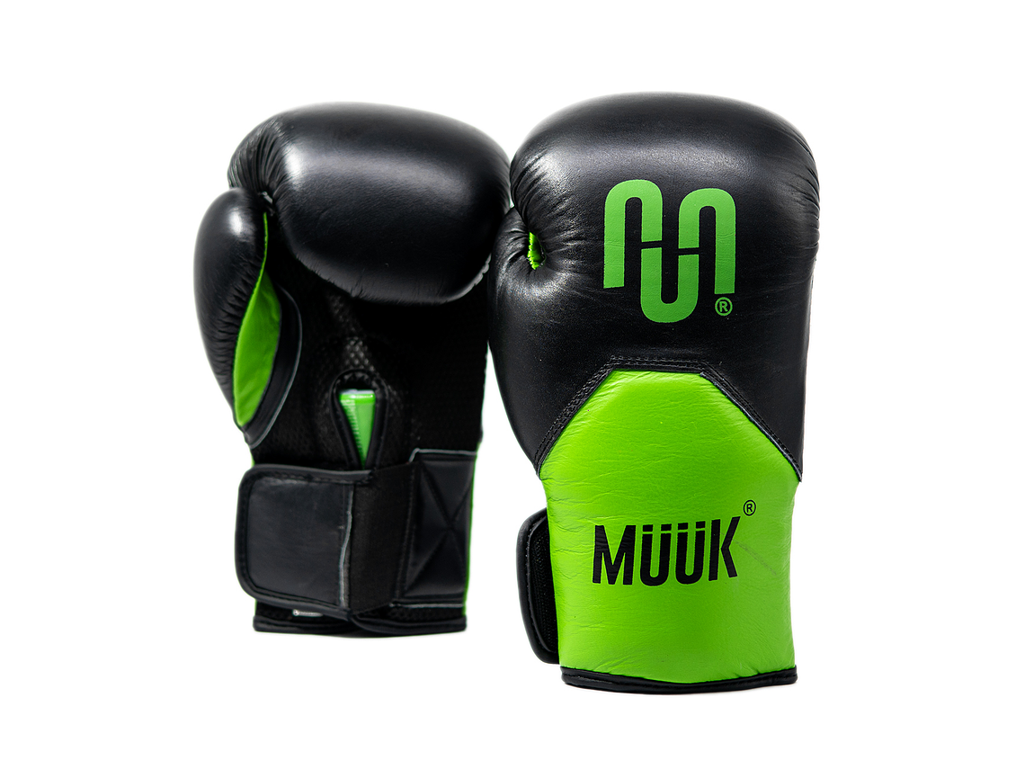 Guante de Box Muuk Cuero Eliminator Negro-Verde 1