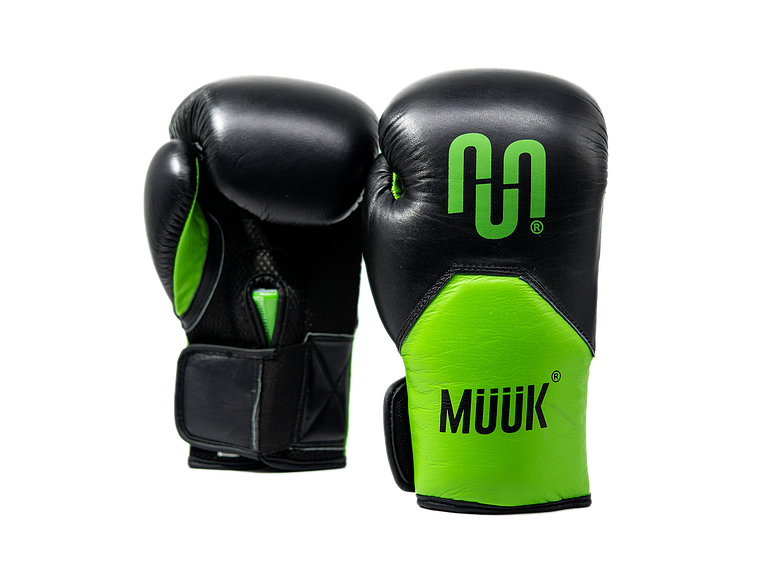 Guante de Box Muuk Cuero Eliminator Negro-Verde 1