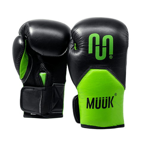 Guante de Box Muuk Cuero Eliminator Negro-Verde