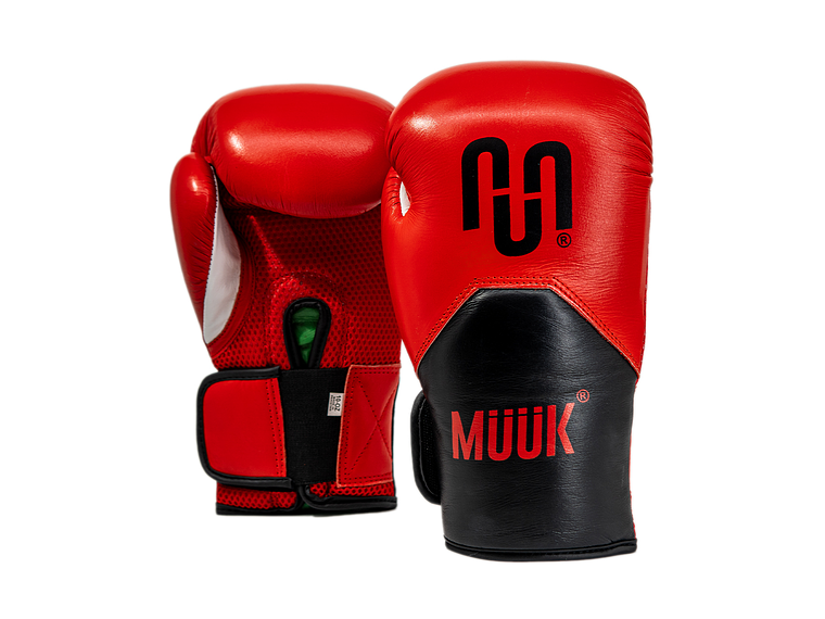 Guante de Box Muuk Cuero Eliminator Rojo-Negro 1