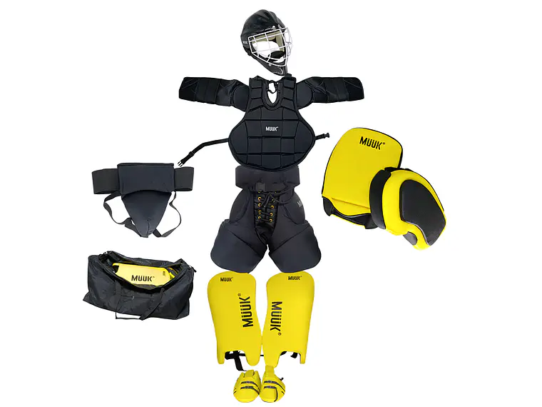 Set Traje de Arquero Hockey Césped + Casco & Bolso Junior Muuk 1
