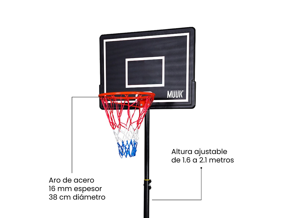 Torre de Basketball Muuk Yard Altura Ajustable 1.6 - 2.1 Metros 4