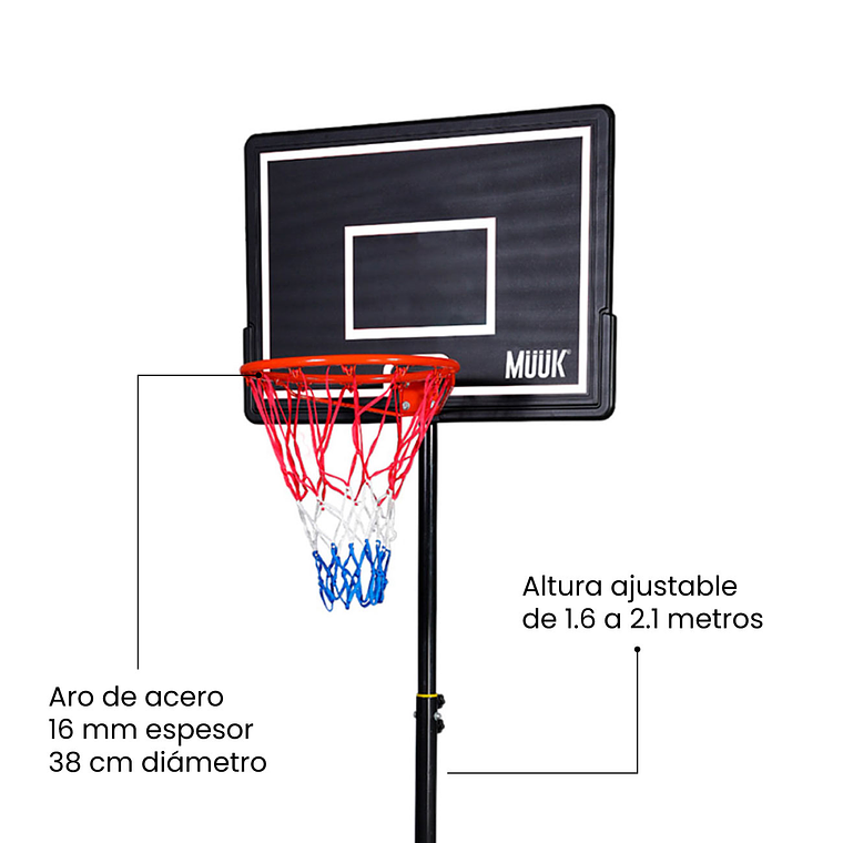 Torre de Basketball Muuk Yard Altura Ajustable 1.6 - 2.1 Metros 4