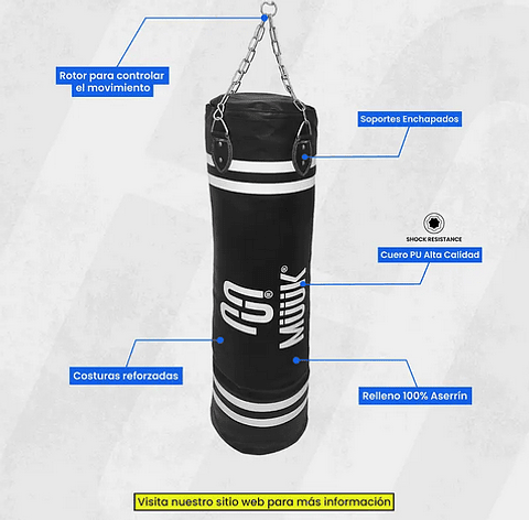 Saco de Boxeo Muuk con Rotor  1.8 Metro Negro