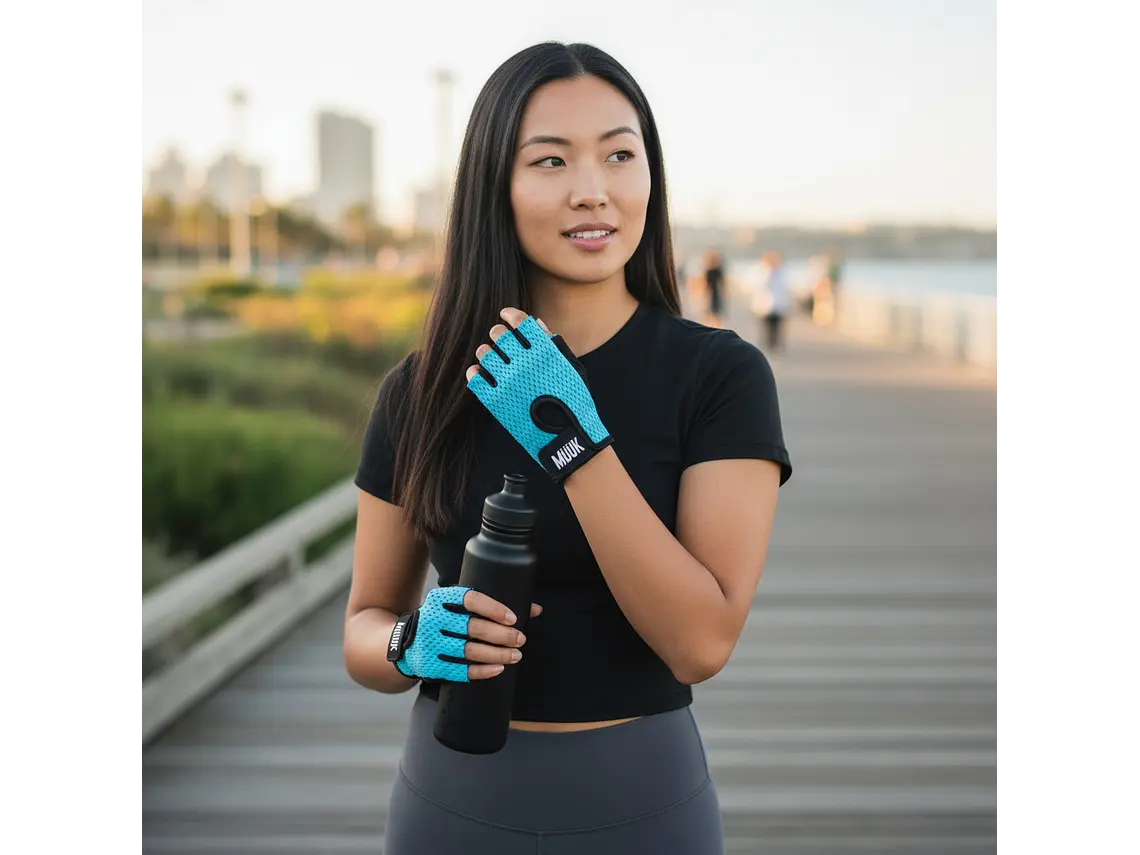 Guante de Pesas Muuk Fit Grip Celeste 7