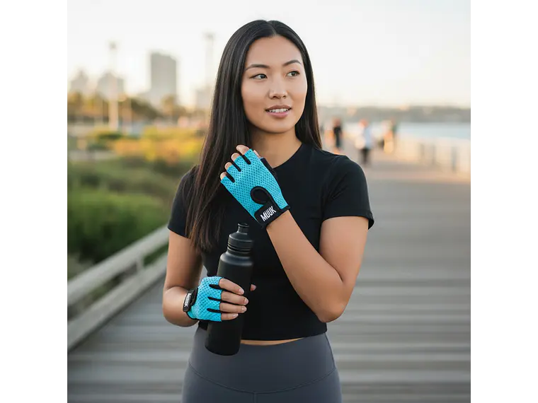 Guante de Pesas Muuk Fit Grip Celeste 7