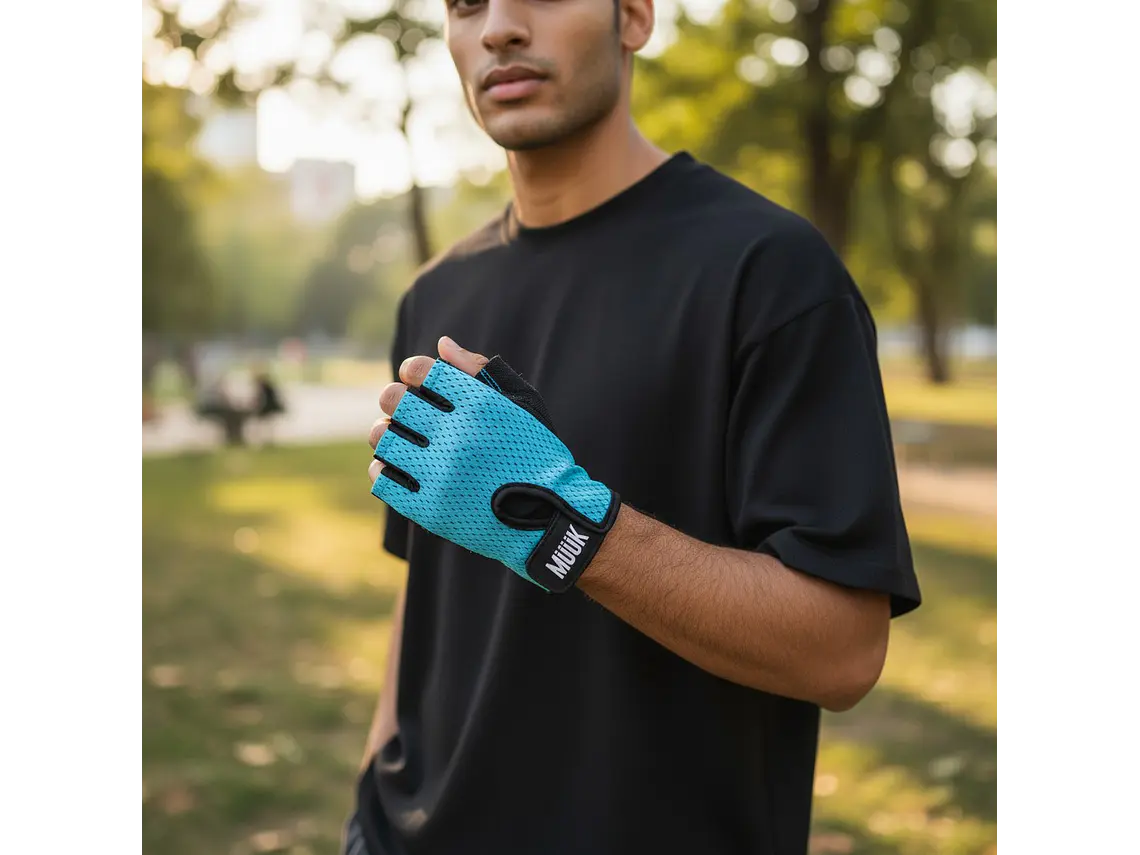 Guante de Pesas Muuk Fit Grip Celeste 9