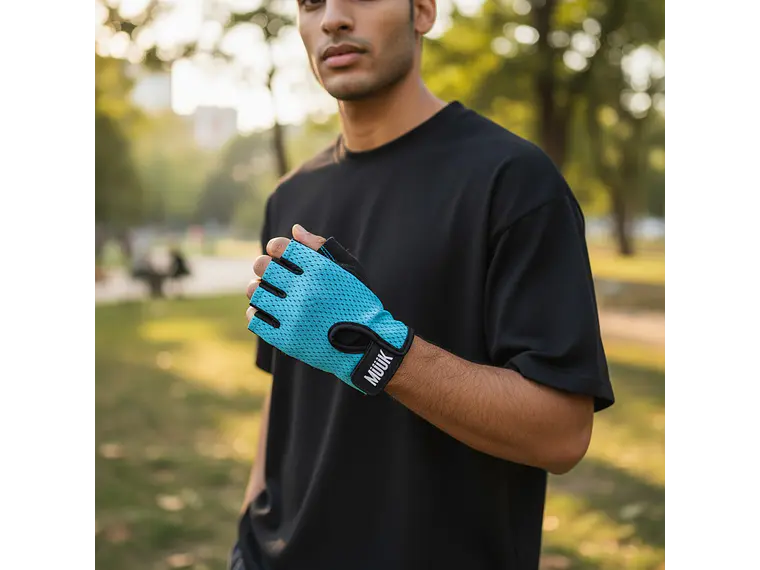 Guante de Pesas Muuk Fit Grip Celeste 9