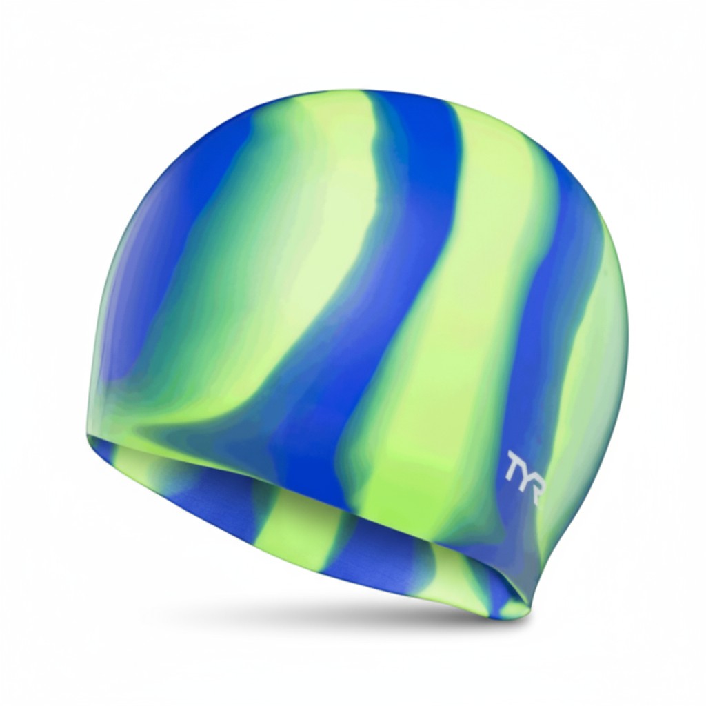 Gorra de Natación TYR Silicona Verde/Azul