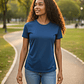 Polera Block Femenina Azul - Miniatura 4