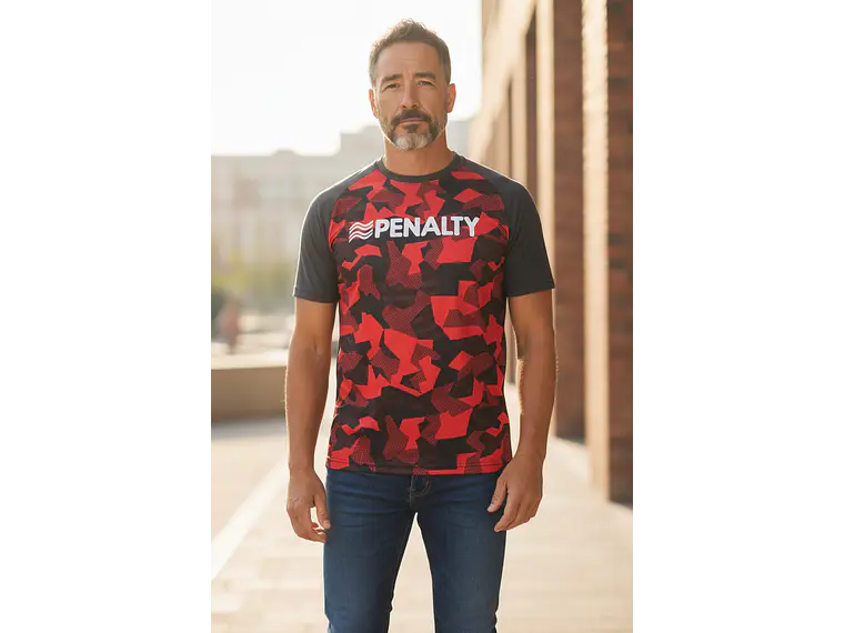 Polera Penalty Camuflaje Negro Rojo 9